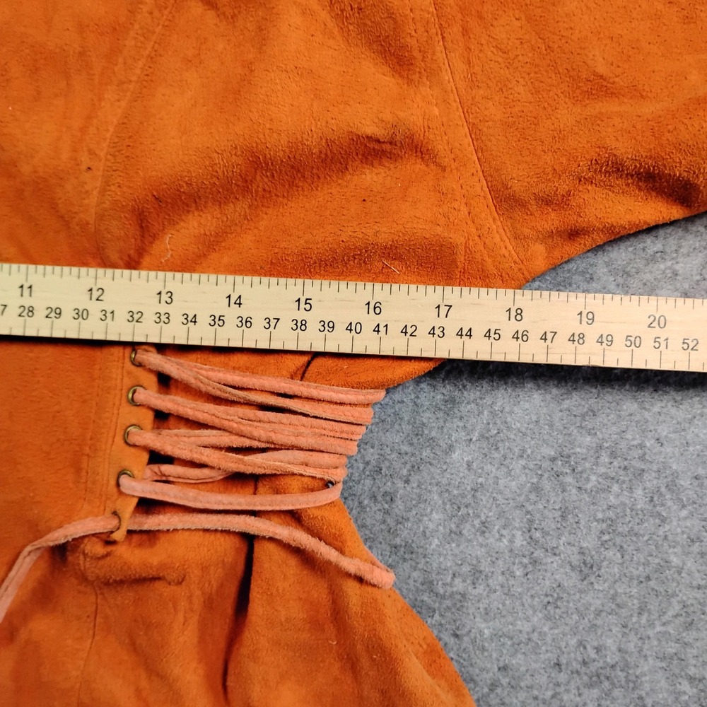 T.J. BOY'S Vintage Suede Leather Corset Lace Up Jacket Burnt Orange Small USA - Picture 4 of 10